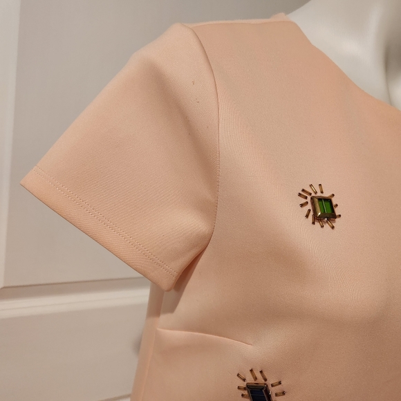 Carmen Marc Valvo peachy blush dress size M with beautiful stones design. - Picture 4 of 7